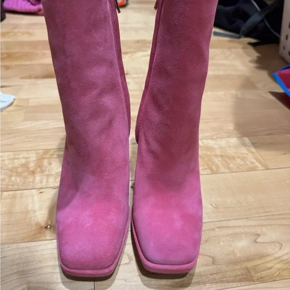 Sam Edelman Fuchsia Suede Heeled Boots - Picture 5 of 6